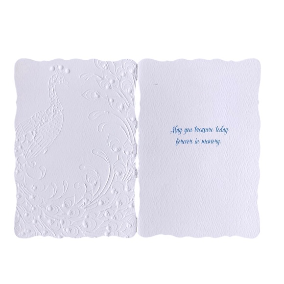 Sienna’s Garden Lace Embossed Peacock Birthday Card w/Embossed Pearlescent Env - Picture 2 of 4